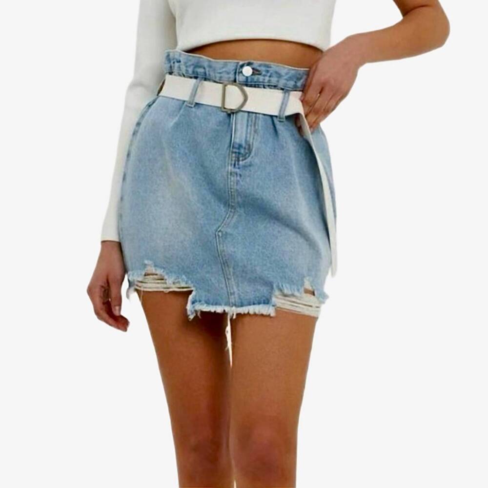 NEW GREY LAB high rise denim skirt in blue